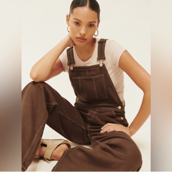 Reformation Pants - Reformation Milo Utility Overalls Chocolate